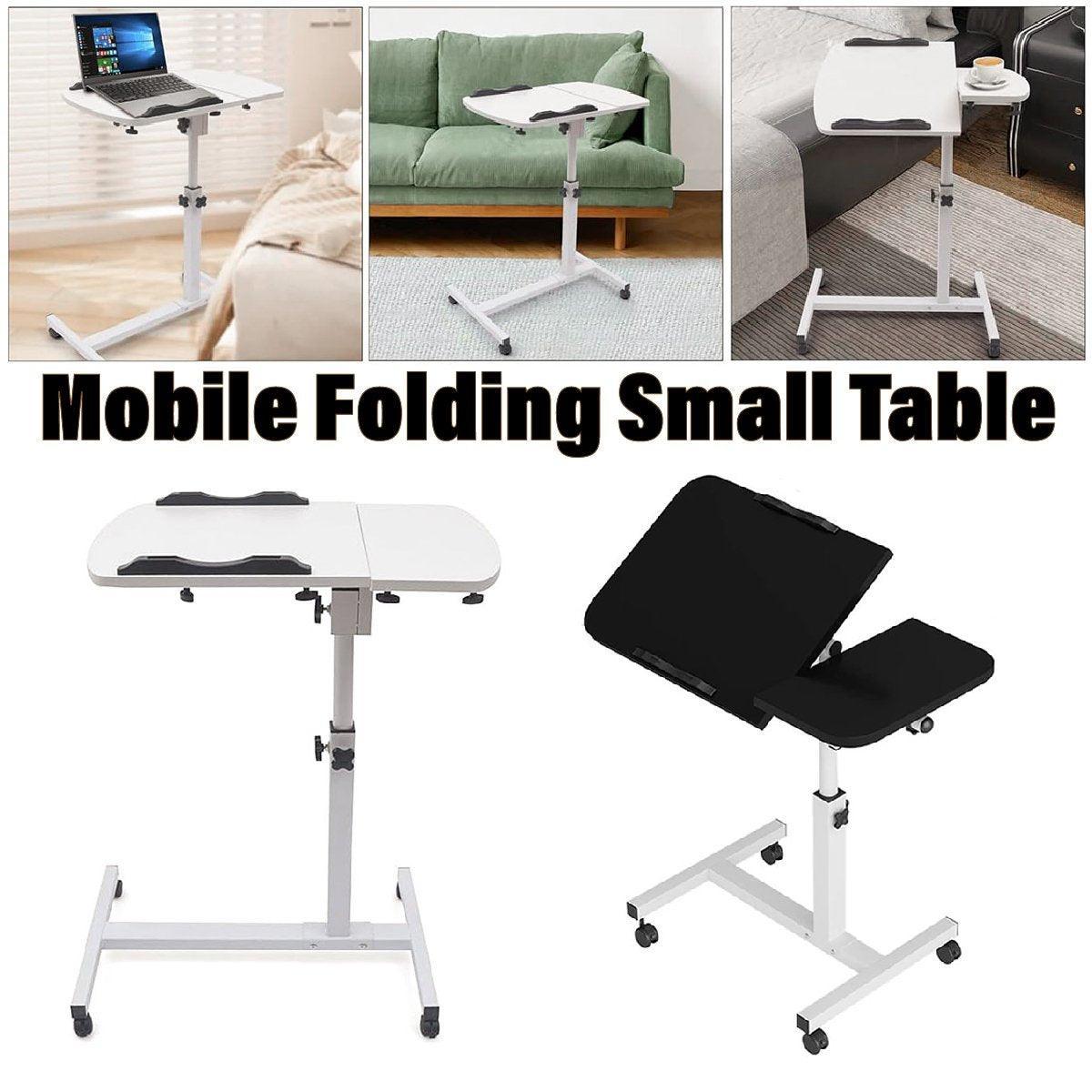 Adjustable Folding Computer Desk Stand Floor-Standing Movable Bedside Table-0
