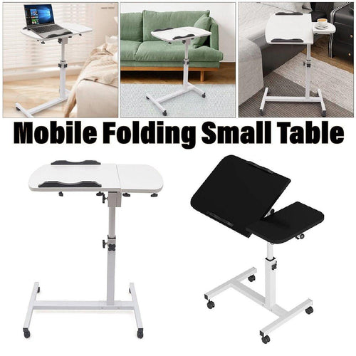 Adjustable Folding Computer Desk Stand Floor-Standing Movable Bedside Table-0