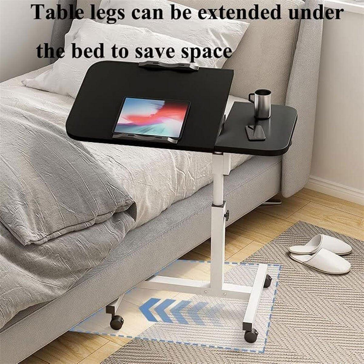 Adjustable Folding Computer Desk Stand Floor-Standing Movable Bedside Table-4