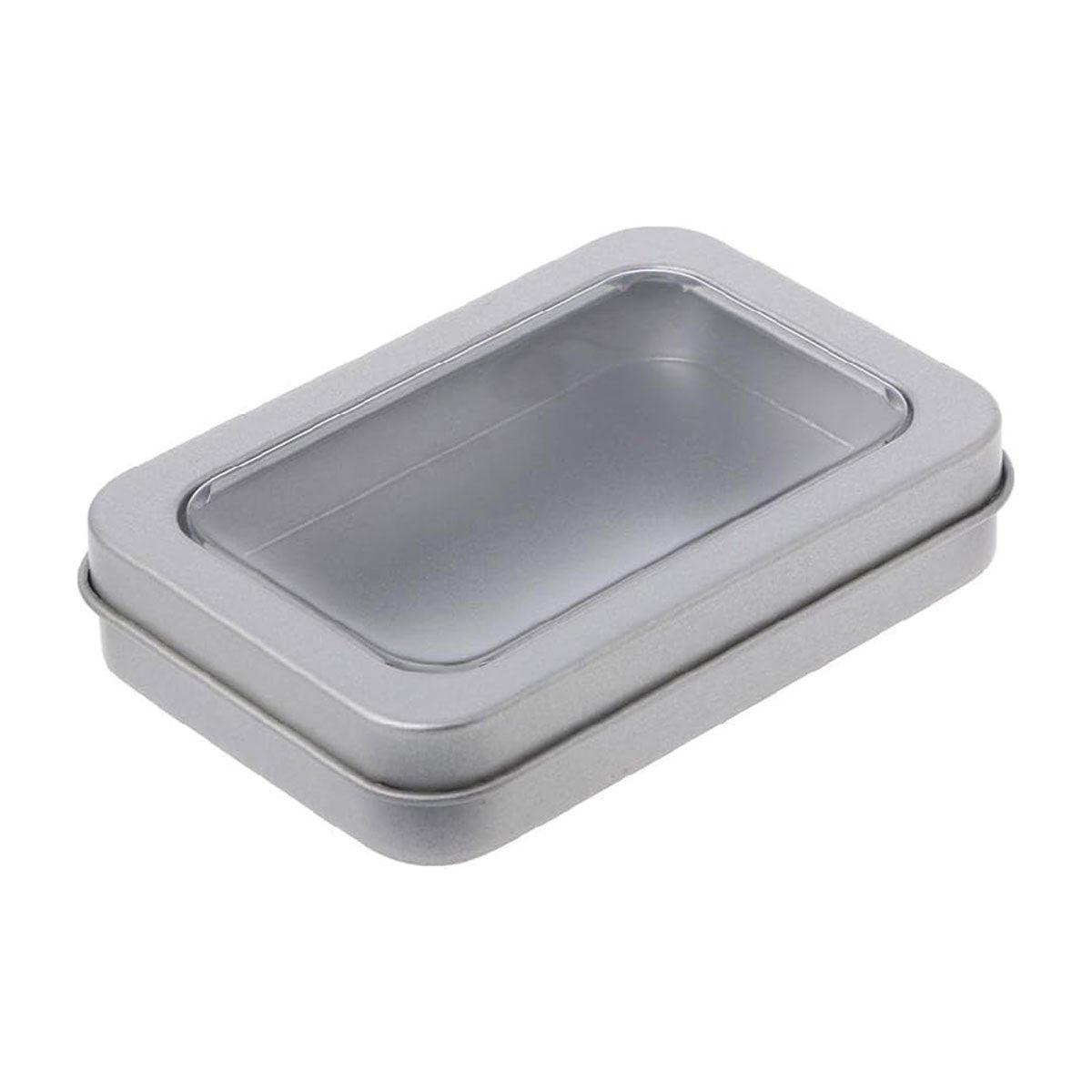 10pcs Metal Iron Box with Open Window Storage Rectangle Packaging Containers