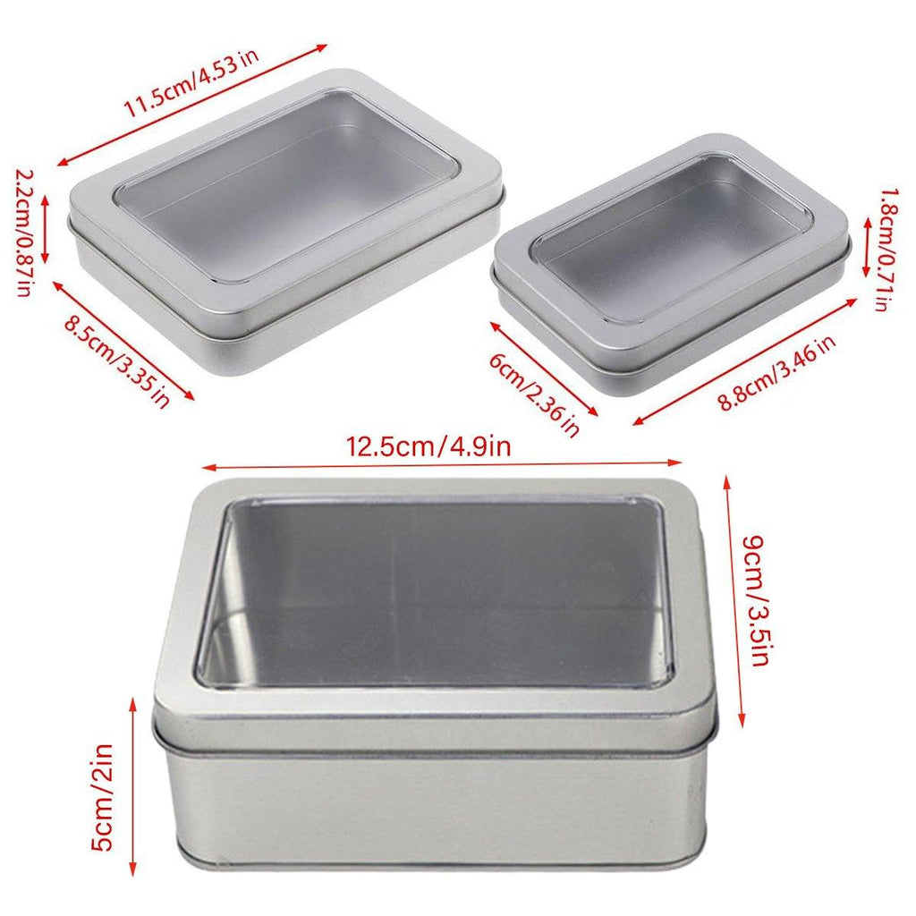 10pcs Metal Iron Box with Open Window Storage Rectangle Packaging Containers