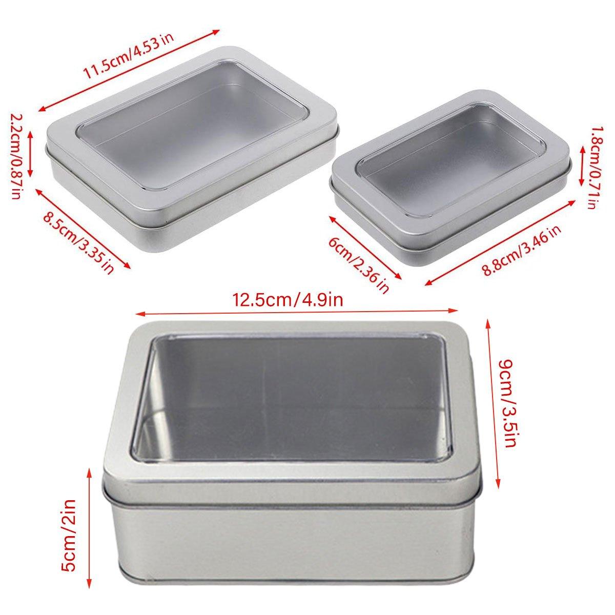 10pcs Metal Iron Box with Open Window Storage Rectangle Packaging Containers