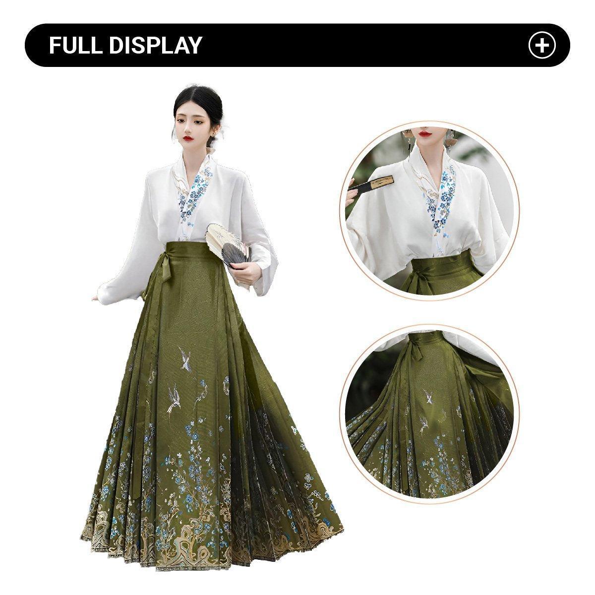 Spring Autumn Hanfu Set for Women Improved Daily Wear Commuting Horse Skirt