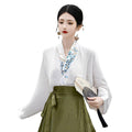 Spring Autumn Hanfu Set for Women Improved Daily Wear Commuting Horse Skirt