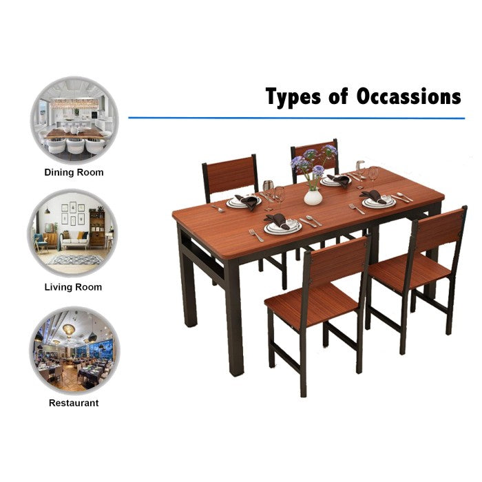 NNECN Wood & Steel Dining Set (Oak & Black)-2